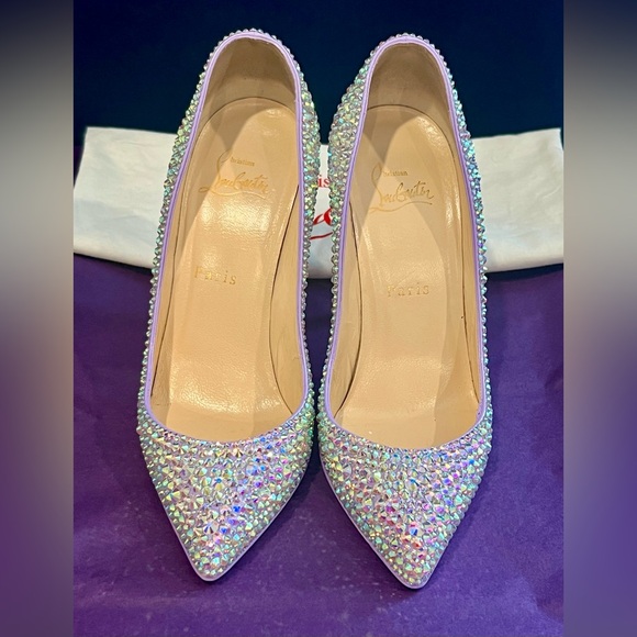 Christian Louboutin Swarovski Crystal Strass Heels Kate Lilac Light Purple 36.5 - Picture 7 of 8